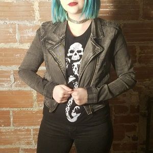 Grey acid wash denim jacket